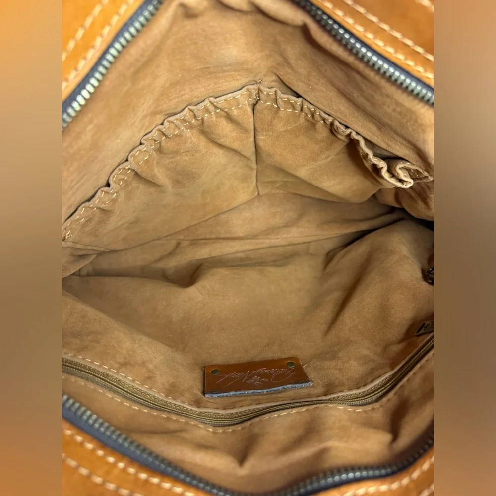 #151 Patricia Nash Florence Poppy Tooled Floral Leather Shoulder Tote Bag - Picture 15 of 16